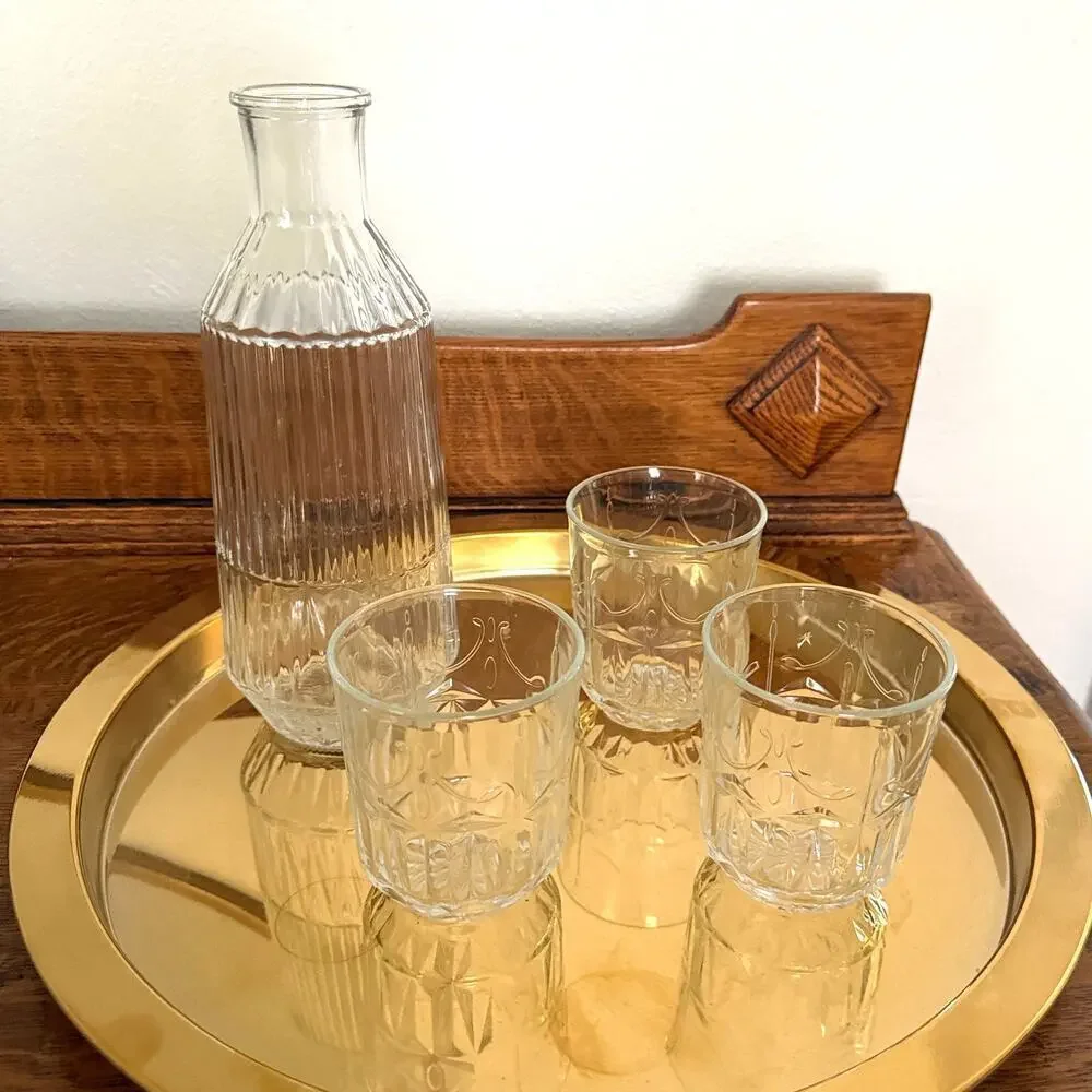 IKEA SALLSKAPLIG 30 oz Carafe (No Stopper) With (3) 9 oz Glasses